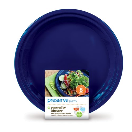 Preserve - Reusable Recycled Plastic Plates Large Midnight Blue - 8 Pack
