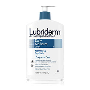 Lubriderm Daily Moisture Lotion for Normal to Dry Skin, Fragrance Free - 16 oz