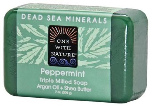 One With Nature - Dead Sea Mineral Bar Soap Exfoliating Hemp Peppermint - 7 oz.