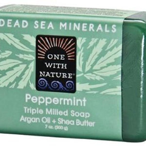 One With Nature - Dead Sea Mineral Bar Soap Exfoliating Hemp Peppermint - 7 oz.