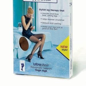 Jobst UltraSheer Thigh Highs Stockings, 8-15 mmHg Compression, Sun Bronze, Size: Large - 1 ea