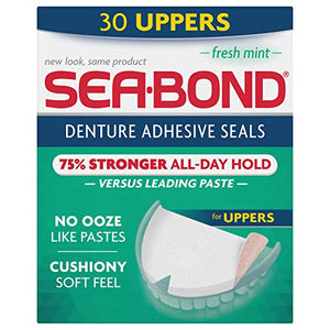 Sea-Bond uppers denture adhesive wafers, fresh mint - 30 ea
