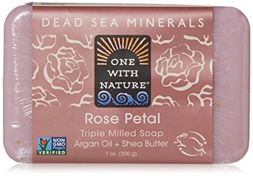 One With Nature - Dead Sea Mineral Bar Soap Mild Exfoliating Rose Petal - 7 oz.