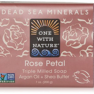 One With Nature - Dead Sea Mineral Bar Soap Mild Exfoliating Rose Petal - 7 oz.