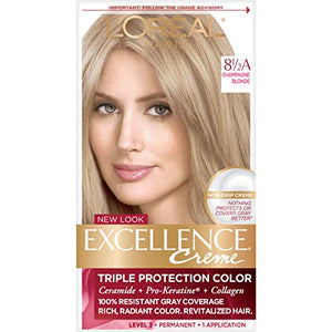 LOreal Excellence Triple Protection Hair Color Creme, 8.5A Champagne Blonde - 1 Kit