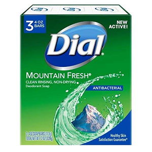 Dial clean and refresh antibacterial deodorant bar soap,mountain fresh - 4 oz, 3 bars.