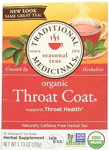 Traditional Medicinals - Organic Throat Coat Tea - Supports Throat Health - 16 Tea Bags