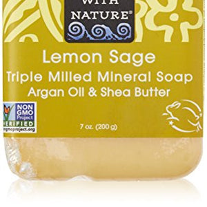 One With Nature - Dead Sea Mineral Bar Soap Mild Exfoliating Lemon Sage - 7 oz.