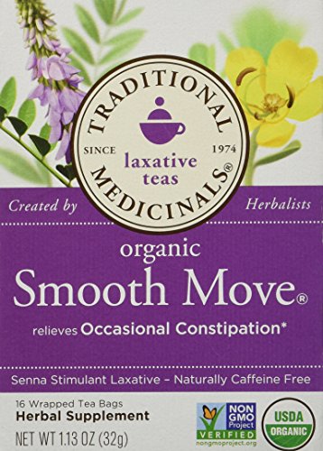 Traditional Medicinals - Organic Smooth Move Tea - Herbal Stimulant Laxative - 16 Tea Bags