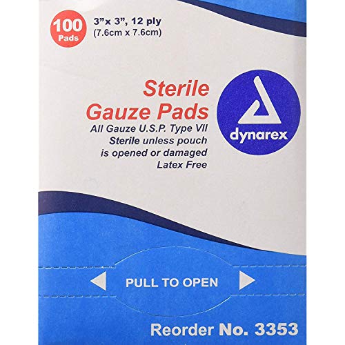 Gauze Pads Sponge Sterile - 12 Ply 3 Inches X 3 Inches - 100 Ea.