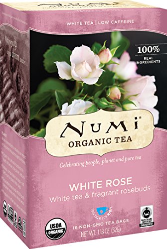 Numi Organic Tea--White Rose--16-Count Box Of Tea Bags Non-GMO Biodegradable Tea Bags--Premium Organic Bagged White Tea --Drink Hot Or Iced