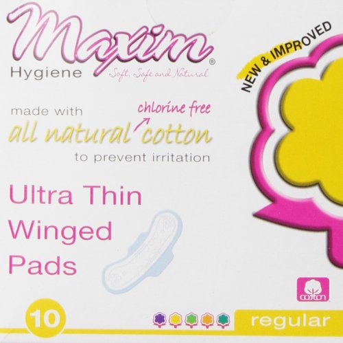 Maxim Hygiene - Individually Wrapped Cotton Pads Ultra Thin Winged Daytime Unscented - 10 Count