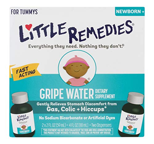 Little Remedies Gripe Water Herbal Supplement for Stomach Discomfort, Colic & Hiccups, 2 - 2oz bottles