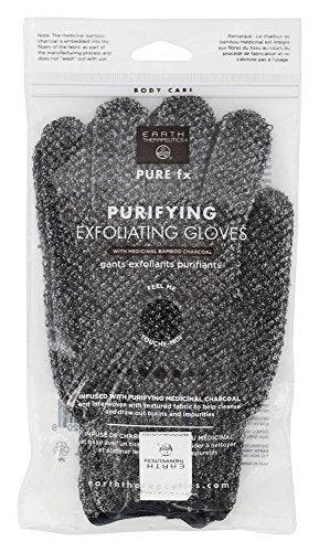Earth Therapeutics - Pure fx Purifying Exfoliating Gloves with Medicinal Bamboo Charcoal - 1 Pair