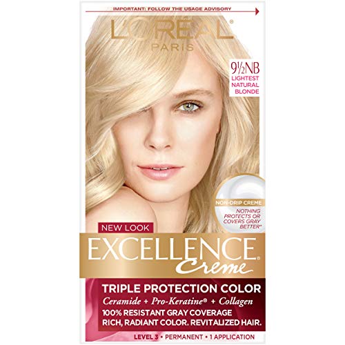 LOreal Excellence Triple Protection Hair Color Creme, 9.5NB Lightest Natural Blonde - 1 Kit.