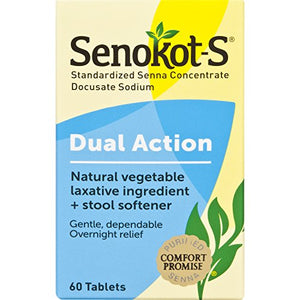 Senokot-S Natural Vegetable Laxative Ingredient Tablets Plus Stool Softener - 60 ea