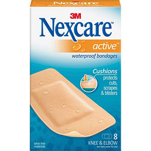 Nexcare 3M Active Extra Cushion Bandages, Knee and Elbow - 8 ea