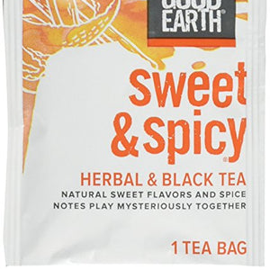 Good Earth Teas, Herbal & Black Tea, Sweet & Spicy - 18 Tea Bags - 1.43 oz.