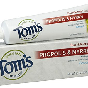 Tom's of Maine - Natural Toothpaste Propolis & Myrrh Fluoride-Free Fennel - 5.5 oz.