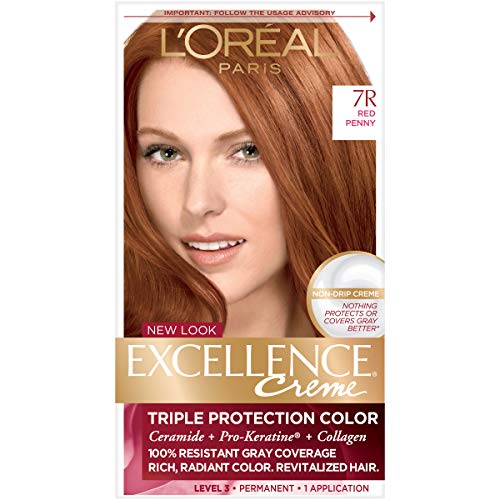 LOreal Excellence Triple Protection Hair Color Creme, 7R Red Penny - 1 Kit.