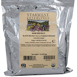 Starwest Botanicals, Organic Black Walnut Hulls Powder -  1 lb