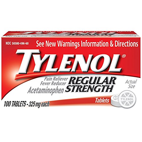 Tylenol Pain Reliever/Fever Reducer Regular Strength, 325 mg - 100 Tablets