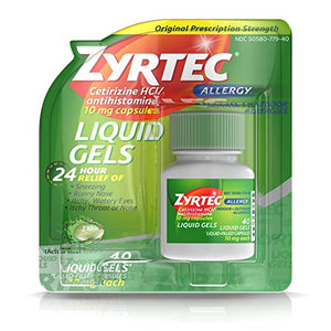 Zyrtec Cetirizine HCl Antihistamin 10 mg liquid gels - 40 ea
