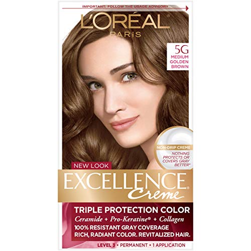 LOreal Excellence Triple Protection Hair Color Creme, 5G Medium Golden Brown - 1 Kit