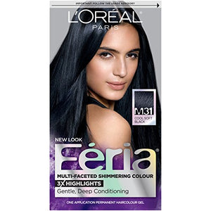 L'Oreal  Feria Midnight Collection Permanent Haircolour Gel  Cooler, Cool Soft Black M31 - 1 ea