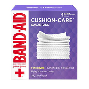 Johnson & Johnson Band Aid First Aid Gauze Pads, Large, 4 Inch x 4 Inch - 25 ea