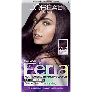 L'Oreal  Feria Midnight Collection Permanent Haircolour Gel  Warmer, Violet Soft Black M32 - 1 ea