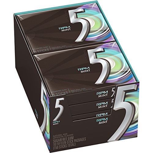 Wrigleys 5 sugar free gum RPM mint 15 ea - 10 pack