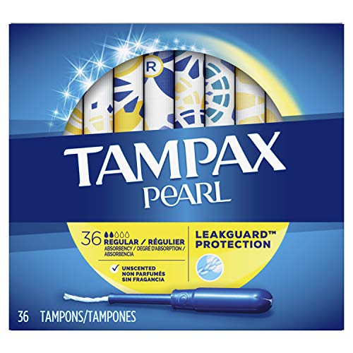 Tampax Pearl Plastic Unscented Tampons, Regular Absorbency - 36 Count