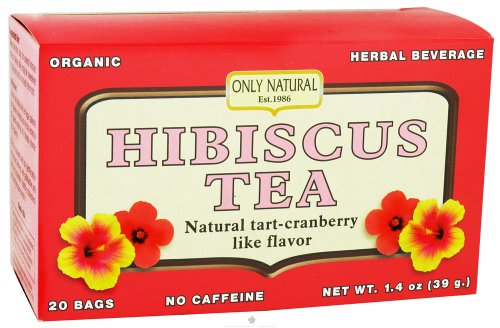 Only Natural - Hibiscus Tea No Caffeine Natural Tart-Cranberry like Flavor - 20 Tea Bags