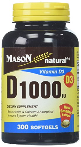 Mason natural vitamin D 1000 IU dietary supplement softgels, #1477 - 300 ea