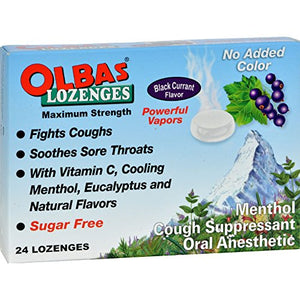 Olbas Maximum Strength Sugar Free Cough Suppressant Lozenges, Black Currant Flavor - 24 Ea