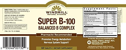 Windmill Super B-100 Balance B Complex Tablets - 60 ea
