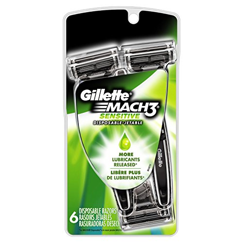 Gillette Mach3 Disposable Shave Razors, Sensitive - 6 ea