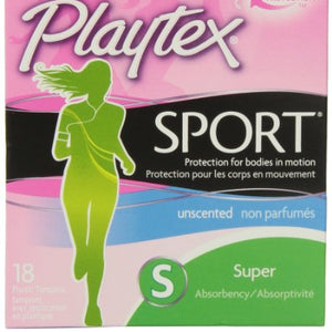 Playtex sport tampons super Abosrbency, unscented - 18 ea