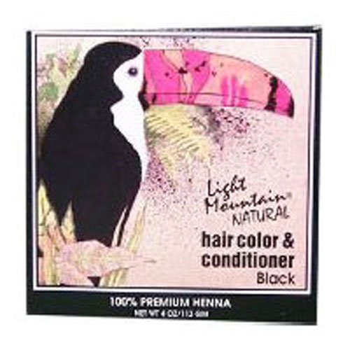 Light Mountain henna- Hair Color & Conditioner Kit Black - 4 oz.
