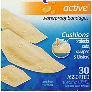 Nexcare Active Extra Cushion Bandages, Assorted - 30ct