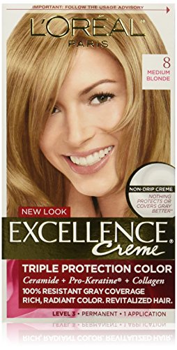 LOreal Excellence triple protection hair color creme, 8 medium blonde - 1 Kit.