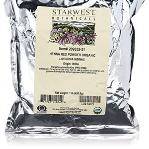 Starwest Botanicals, Organic Henna Powder, Red -  1 lb