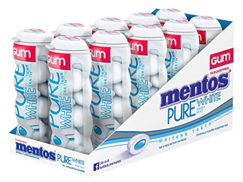 Mentos Pure White Sweet Mint Chewing Gum-15 ea (Pack of 10)