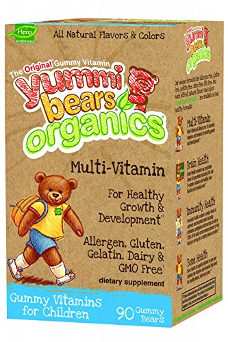 Yummi Bears Organics Multi-Vitamin, Gummy Vitamins for Children, 90-Count Bottle.