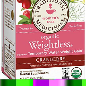 Traditional Medicinals - Organic Weightless Cranberry Herbal Tea Caffeine Free - 16 Tea Bags