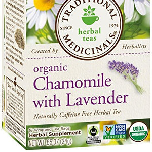 Traditional Medicinals - Organic Chamomile Tea with Lavender - For Nervous Stomach - 16 Tea Bags