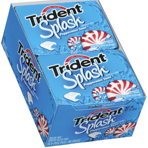 Trident Sugar Free Chewing Gums Splash Peppermint Swirl - 9 Sticks, 10 / Pack
